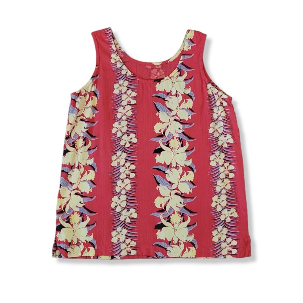 Vtg Chico's Red Floral Sleeveless Silk Blend Blouse Top Chico's Size 0/US Size S
